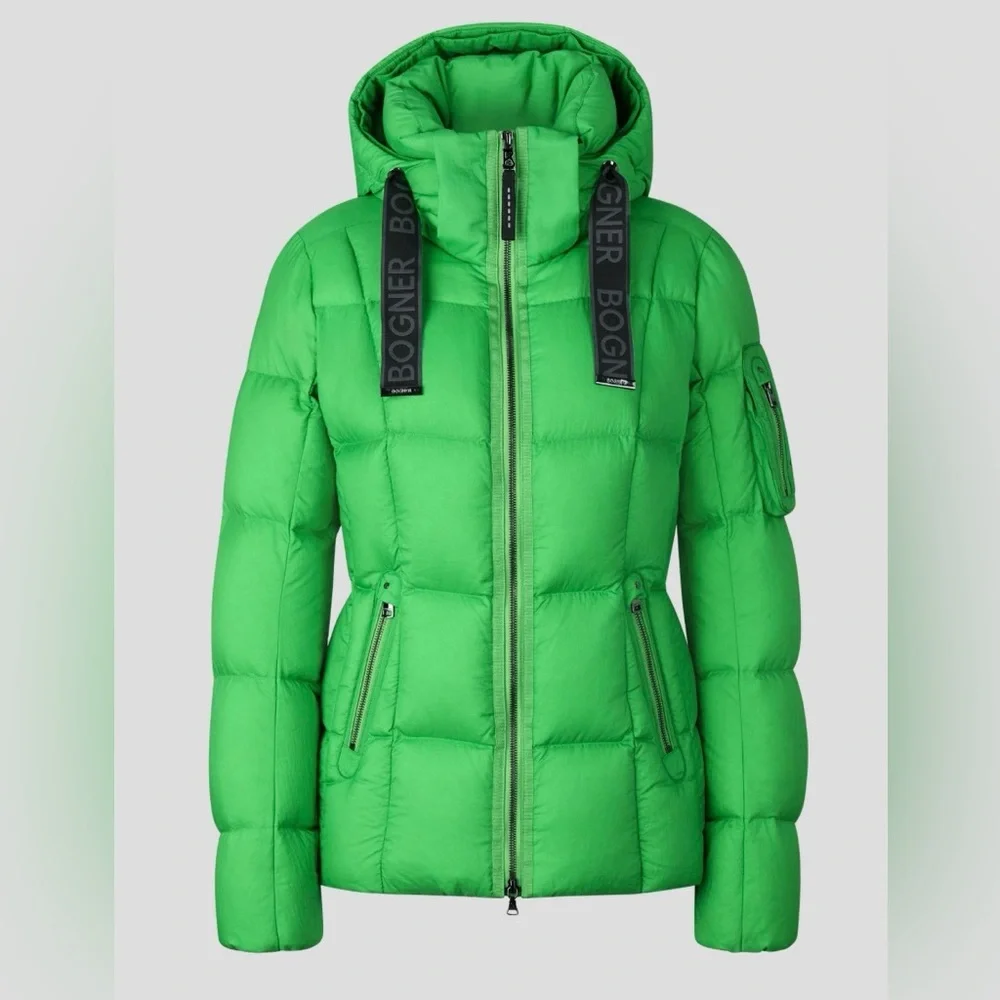 BOGNER Vibrant Lime Green Quilted Puffer Jacket Luxury Ski Coat